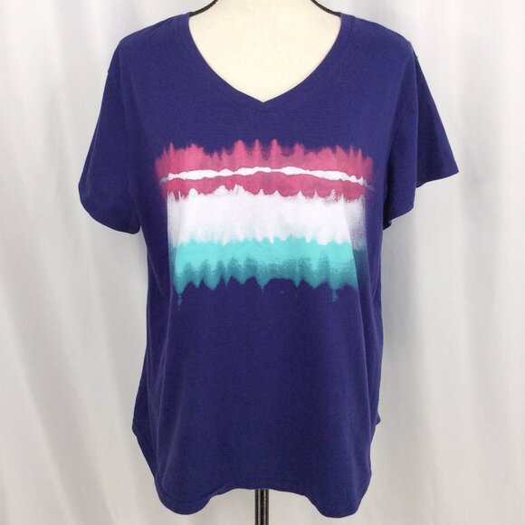 Tek Gear T-Shirt Womens Size XXL Purple Abstract Graphic Print Short Sleeve - Picture 1 of 9